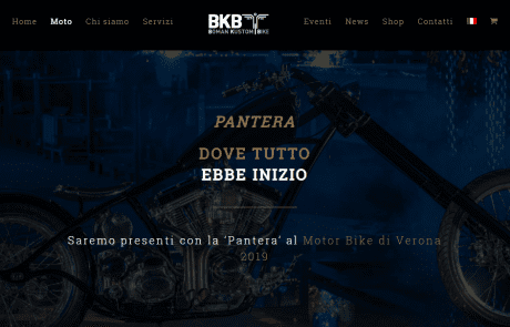 Homepage per sito web per moto custom